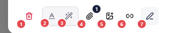 Bottom toolbar of the compose window with each button labeled
