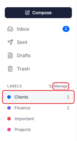 Labels in the sidebar